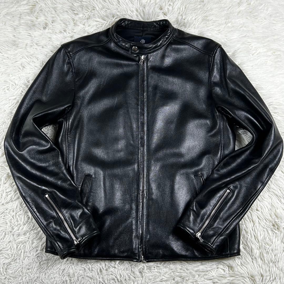 極美品 ✨ ナノユニバース シングルライダースジャケット XL 黒 羊革 秋冬