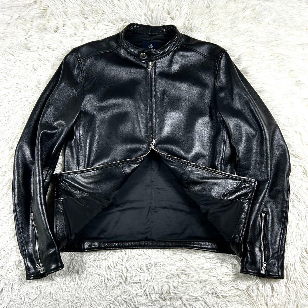 極美品 ✨ ナノユニバース シングルライダースジャケット XL 黒 羊革 秋冬