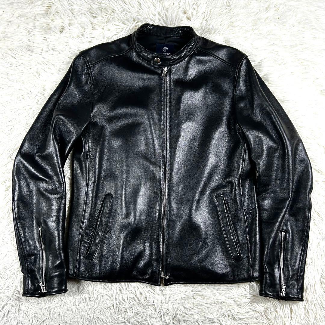 極美品 ✨ ナノユニバース シングルライダースジャケット XL 黒 羊革 秋冬