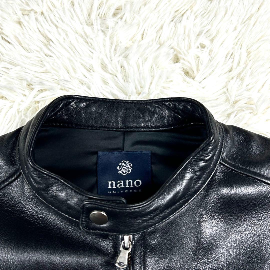 極美品 ✨ ナノユニバース シングルライダースジャケット XL 黒 羊革 秋冬