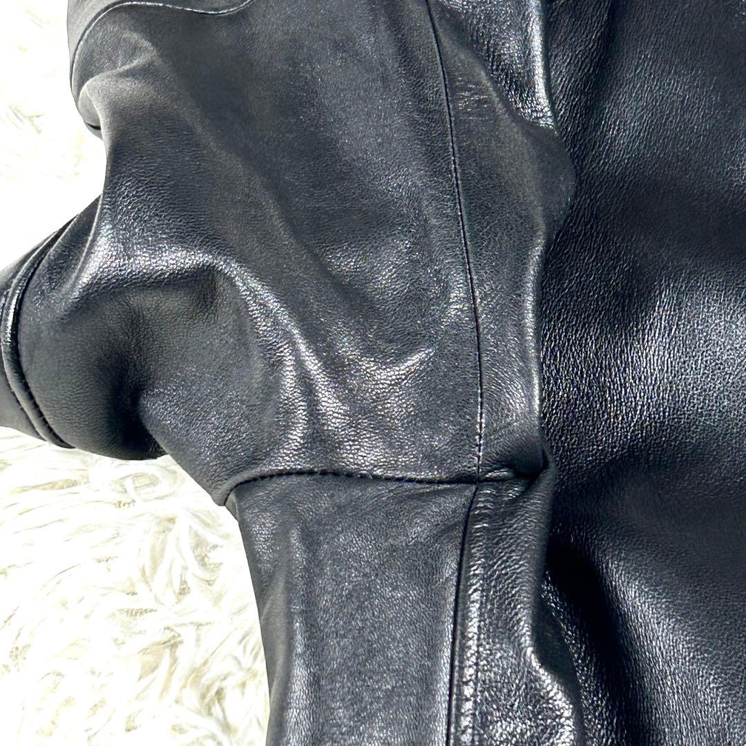 極美品 ✨ ナノユニバース シングルライダースジャケット XL 黒 羊革 秋冬