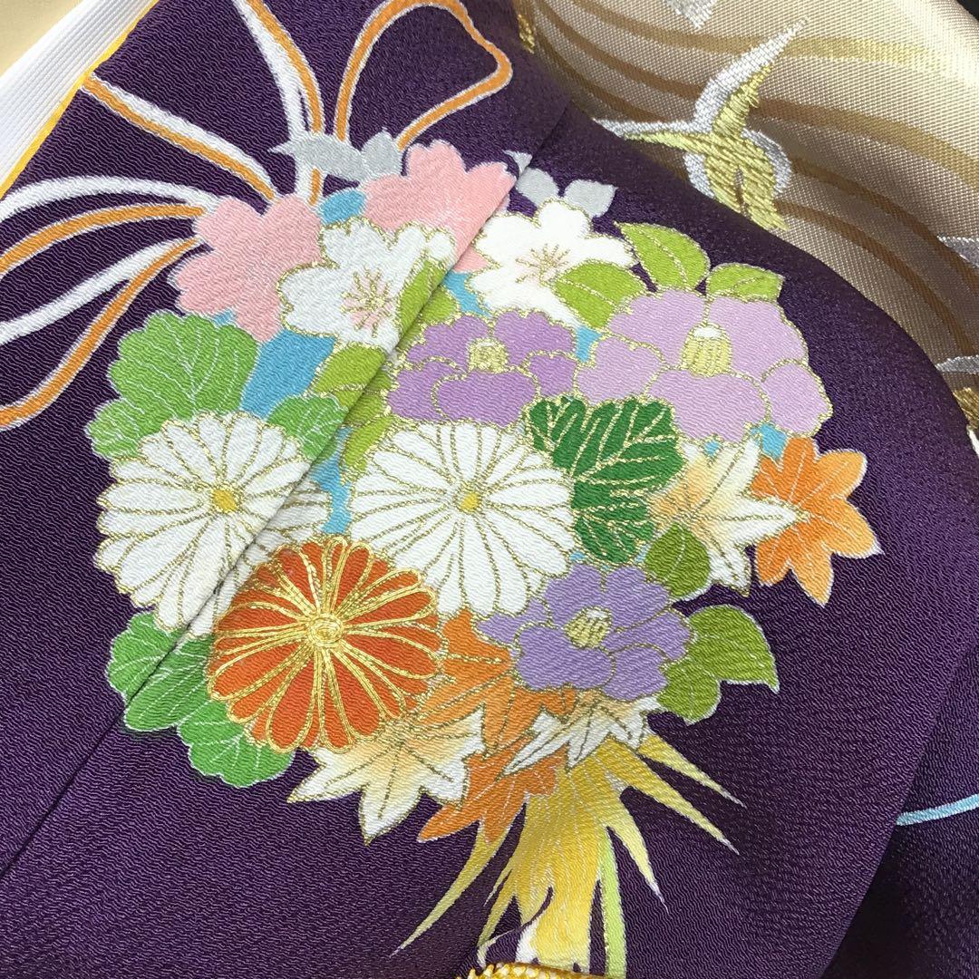 大丸誂え 千總 京友禅 紫地 薬玉 金駒刺繍 振袖 単品