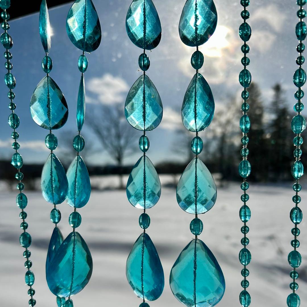 【当時もの】ビーズのれん レトロポップ ブルー