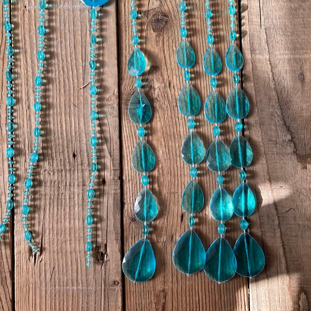 【当時もの】ビーズのれん レトロポップ ブルー