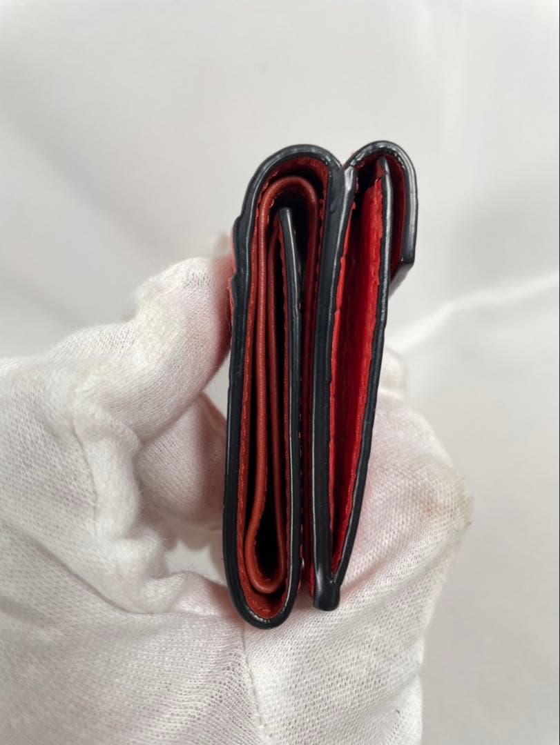 未使用に近い SMYTHSON スマイソン 三つ折り財布 クロコ型押し 箱付き