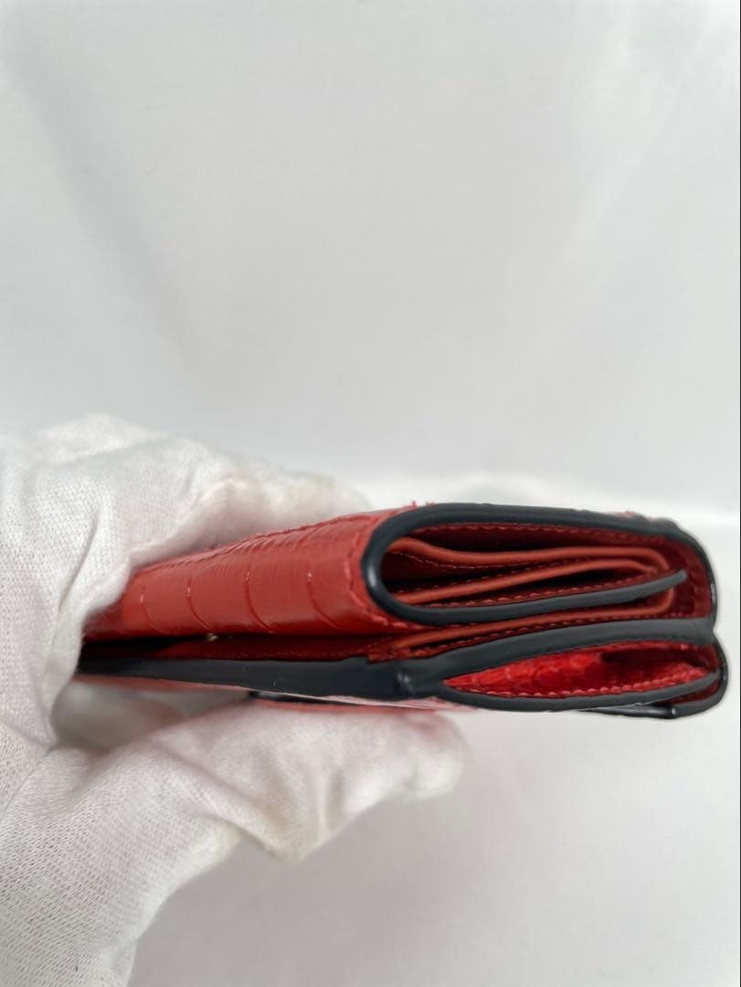 未使用に近い SMYTHSON スマイソン 三つ折り財布 クロコ型押し 箱付き