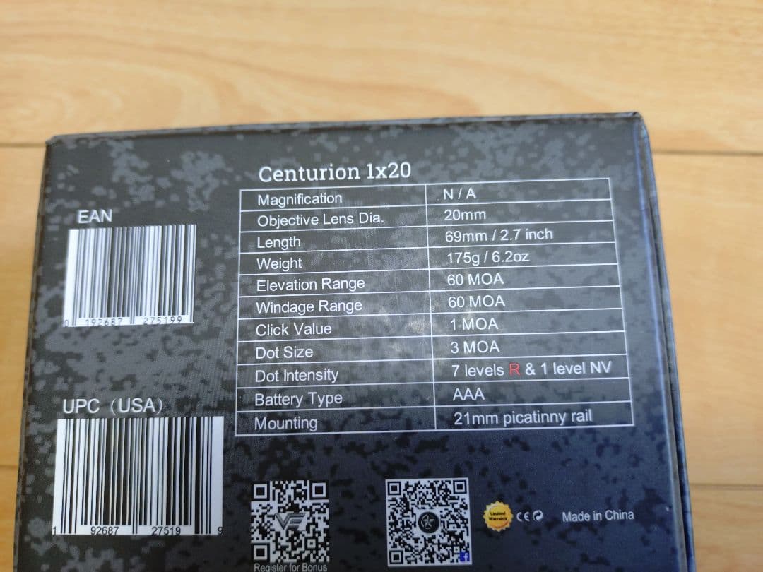 Vector Optics Centurion 1x20 　ベクターオプティクス