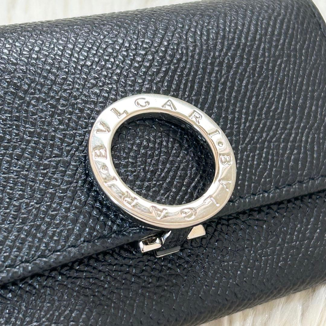 現行・極美品✨ブルガリ　6連キーケース　サークルロゴ　黒　RFIDタグ