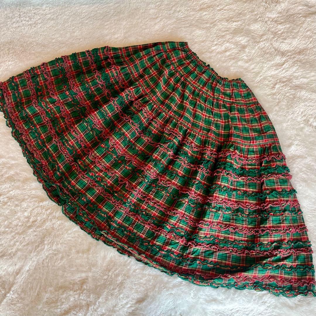 ピンクハウス　オリジナルタータンチェックスカート　フリル　スカート