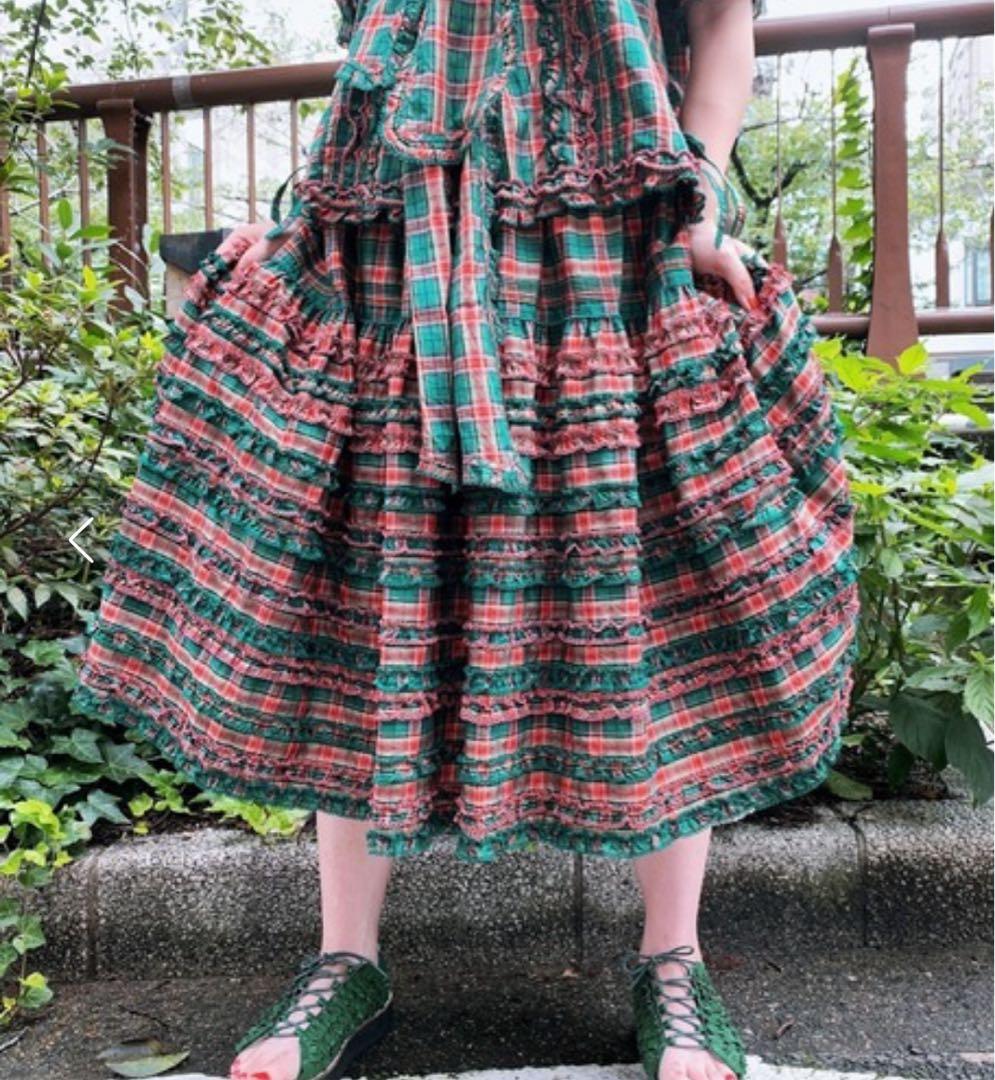 ピンクハウス　オリジナルタータンチェックスカート　フリル　スカート