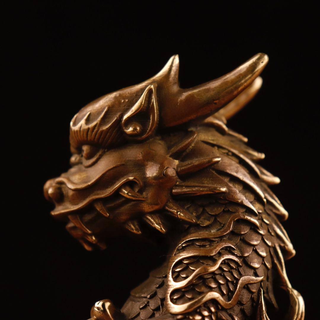 銅制 十二支竜 マスコット 戯珠竜招財 風水 開運 装飾品 工芸品 置物