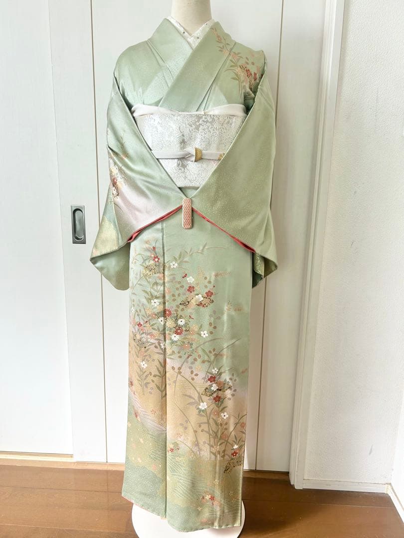 美品　一部しつけ糸付き　正絹訪問着　フルセット4点　入学式　七五三　お宮参り