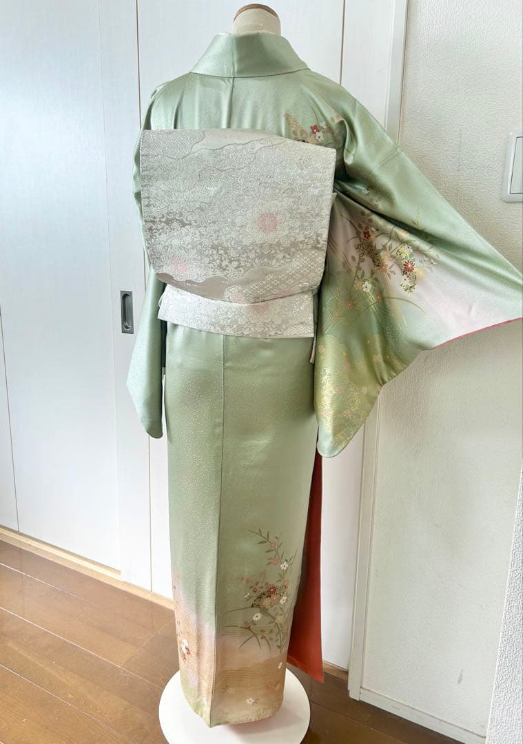 美品　一部しつけ糸付き　正絹訪問着　フルセット4点　入学式　七五三　お宮参り