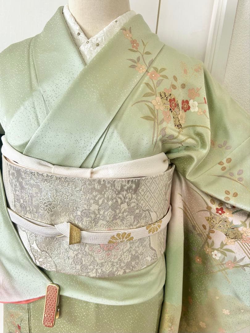 美品　一部しつけ糸付き　正絹訪問着　フルセット4点　入学式　七五三　お宮参り