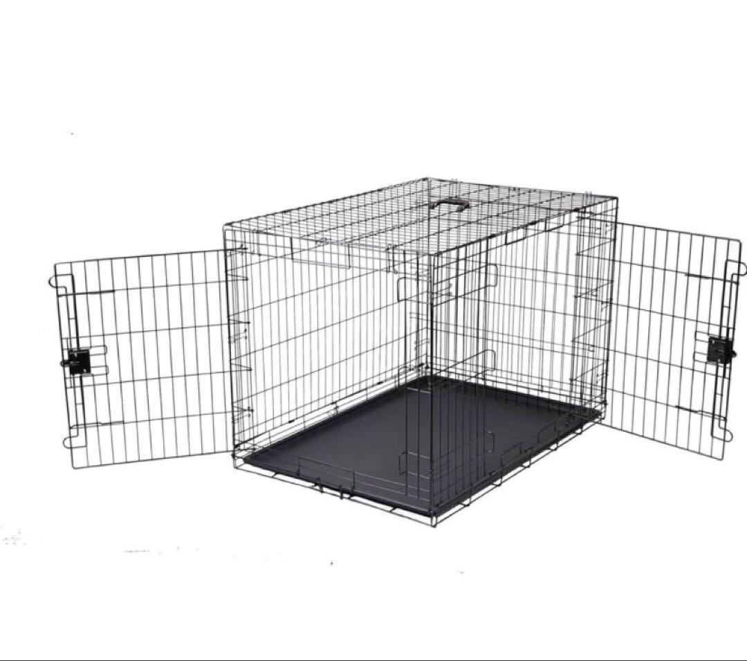 Amazonベーシック 犬 ペットケージLL 折りたたみ トレー付 ブラック