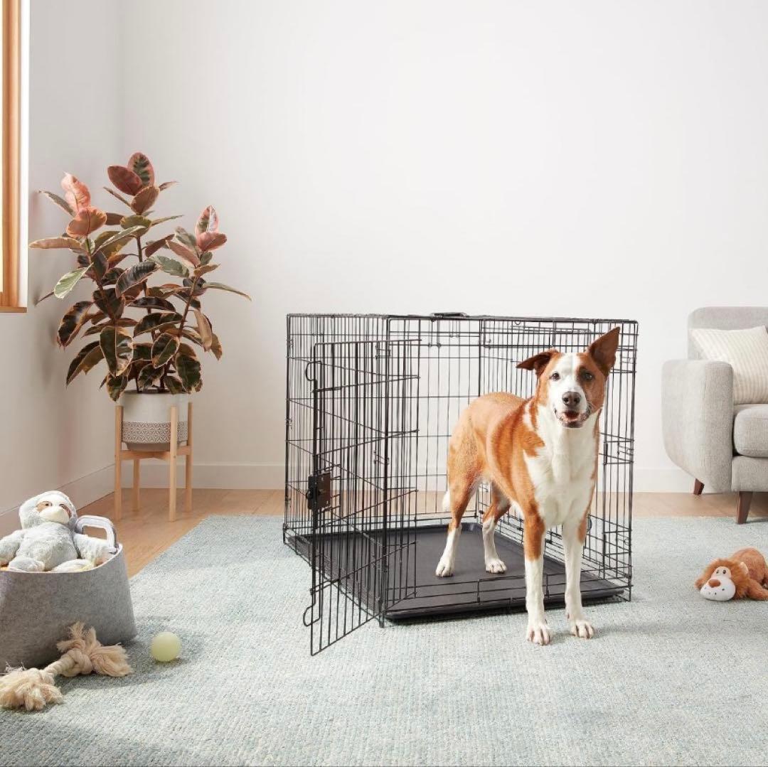 Amazonベーシック 犬 ペットケージLL 折りたたみ トレー付 ブラック