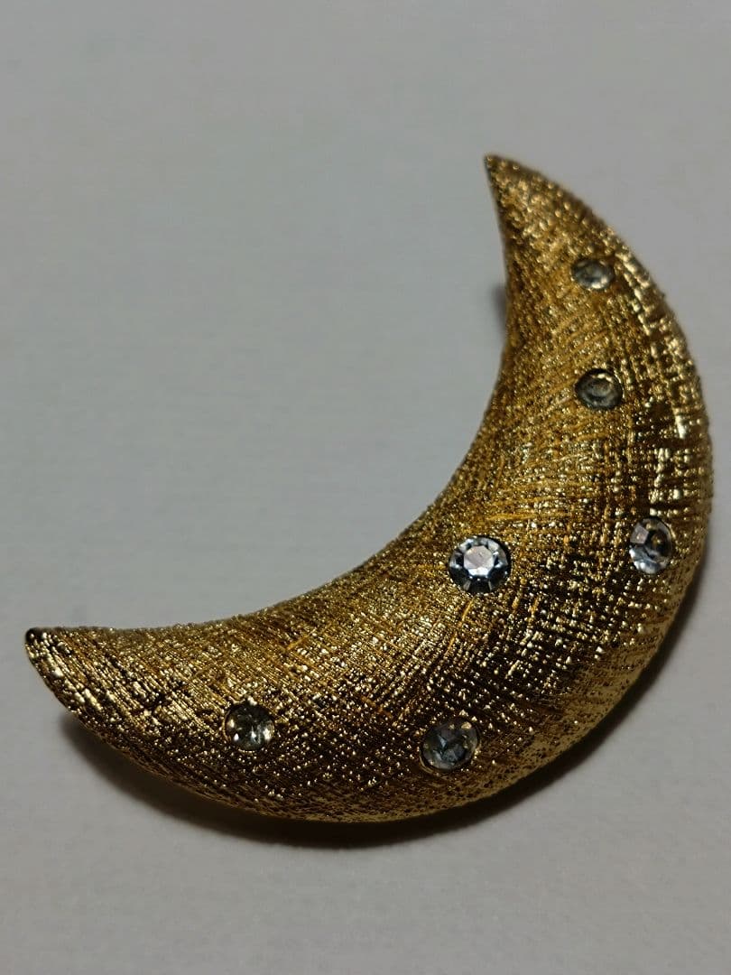 ChristianDior　ディオール　ストーン 三日月　ブローチ　ゴールド