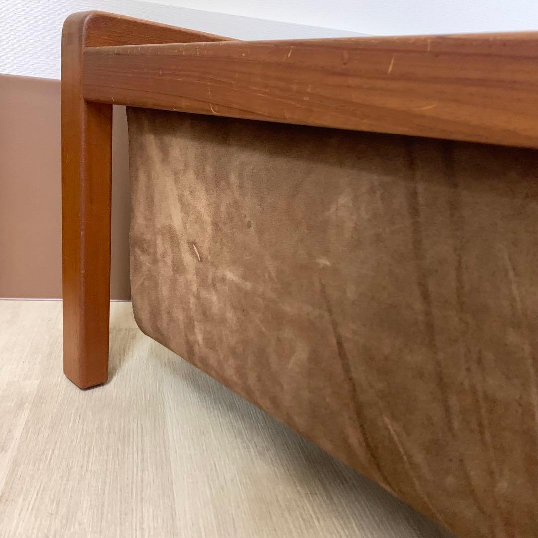 北欧デンマーク マガジンラック チーク材 本革 ヴィンテージ