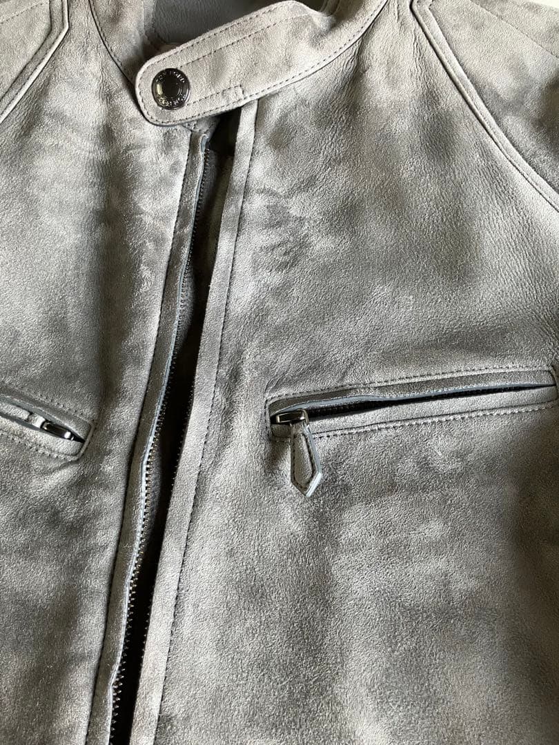 値下げTOMFORD トムフォード　スエードシングルライダース　グレー　44