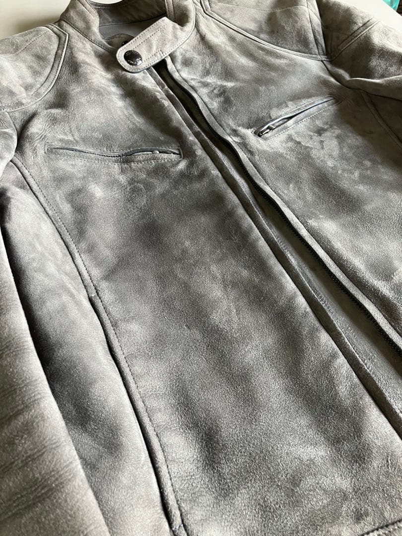 値下げTOMFORD トムフォード　スエードシングルライダース　グレー　44