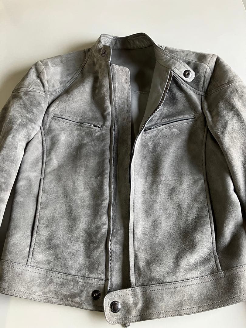 値下げTOMFORD トムフォード　スエードシングルライダース　グレー　44