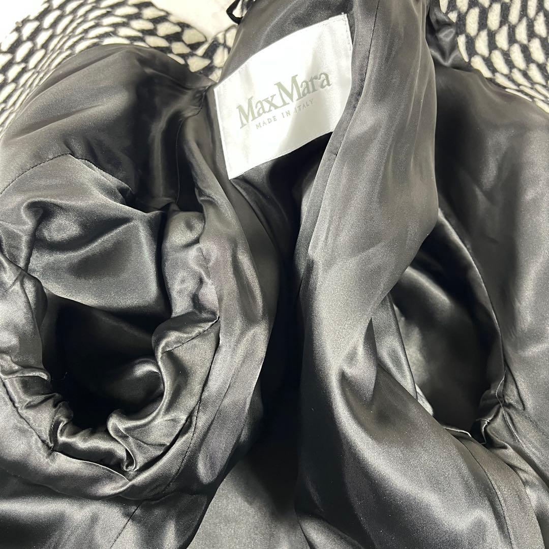 ✨極美品 マックスマーラ 白タグ 格子チェック スタンドカラーコート アルパカ混