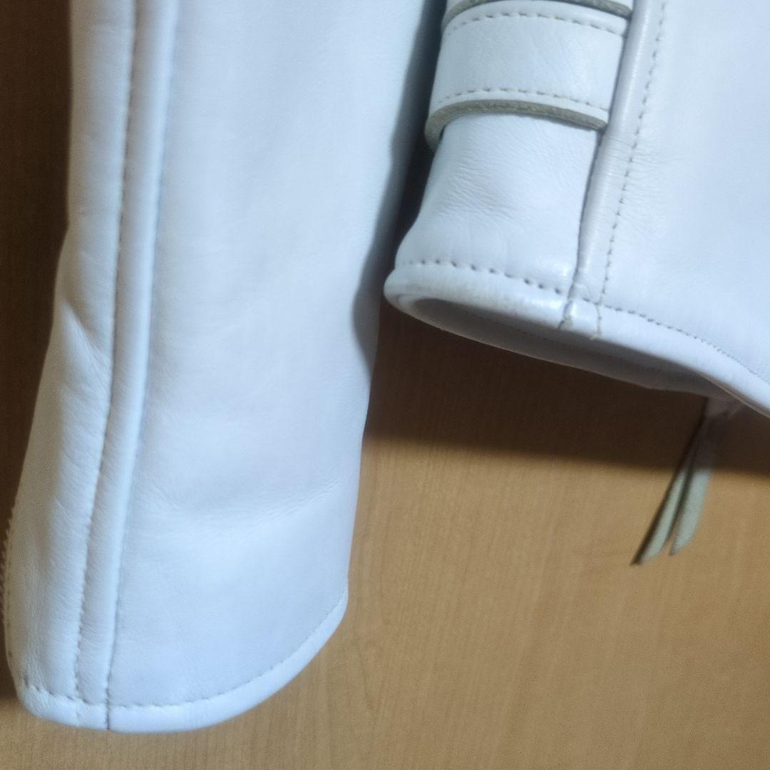 革ジャン 白 メンズ 本革 ホワイトレザー ダブル ライダースジャケット