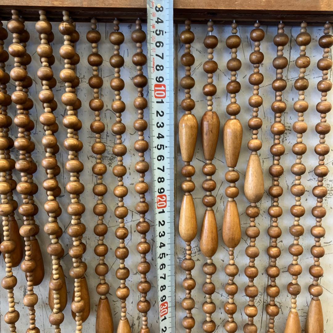 昭和レトロ スライド式 開閉 アーチ型 ウッドビーズ のれん カーテン 玉簾