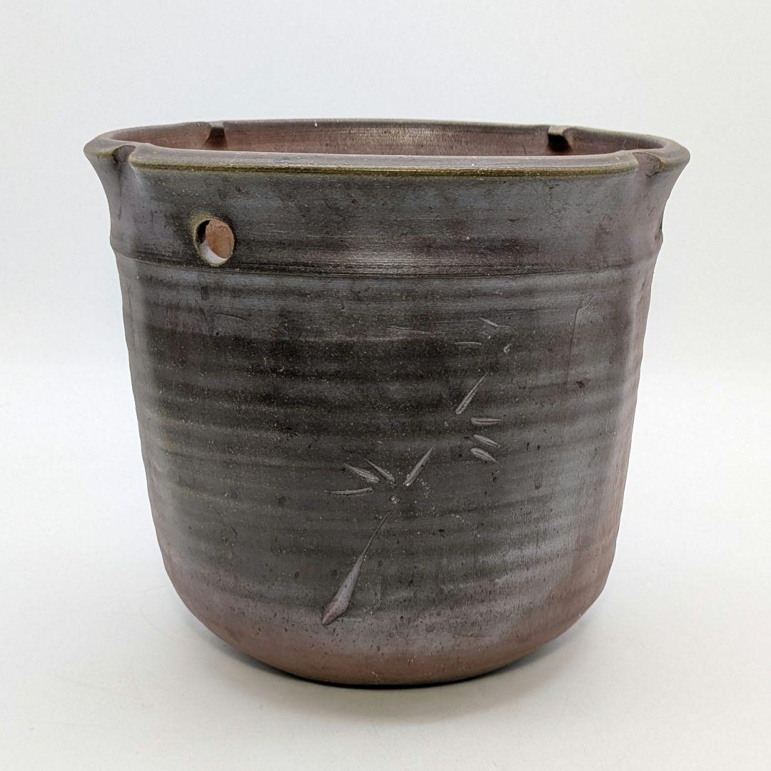 水谷清 備前焼 花器 メダカ鉢 金魚鉢 くず入れ ゴミ箱 水鉢 睡蓮鉢 華道具