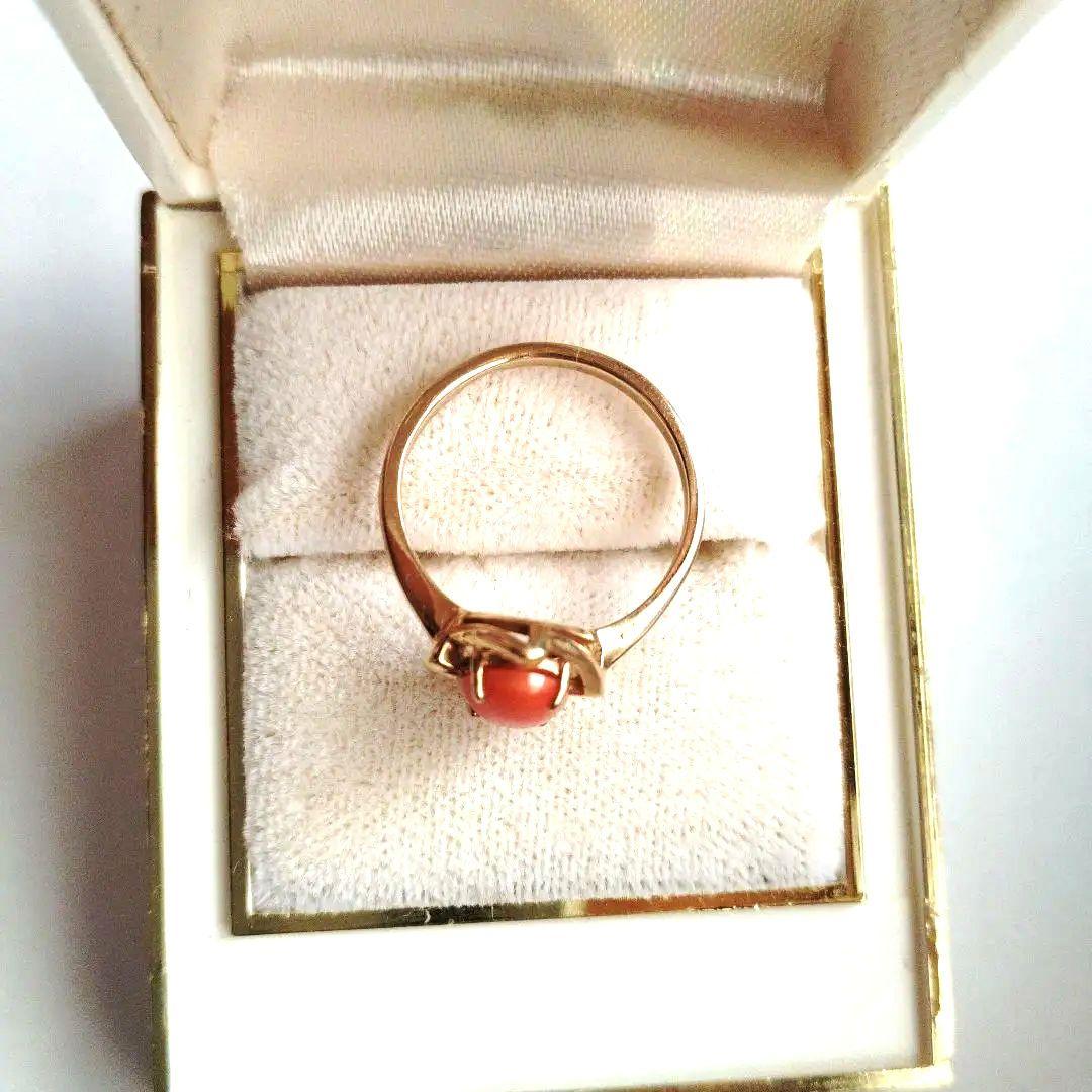 ハワイ　サンゴ　リング　かわいい!　刻印あり14ｋ