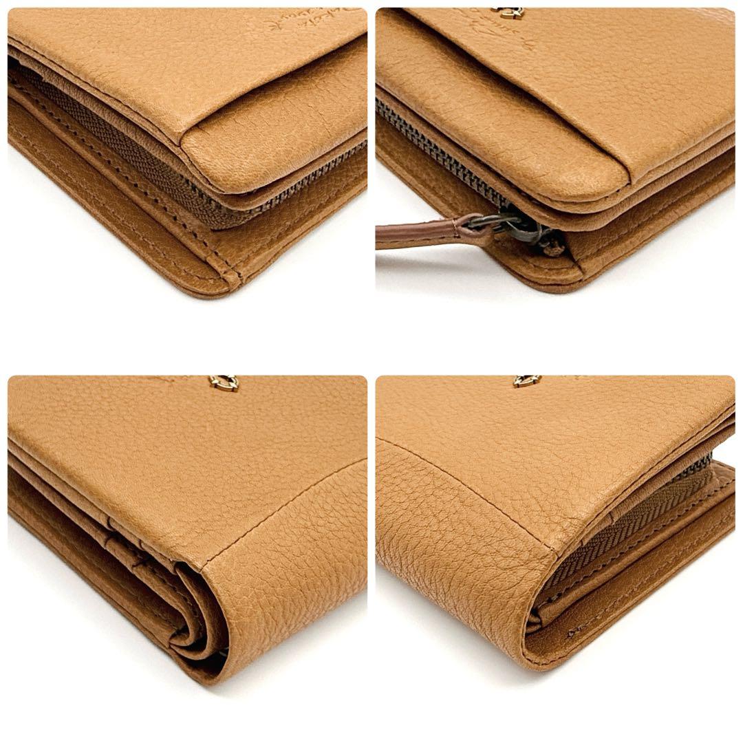 【美品】Dakota 二つ折り財布 コンパクト 本革 馬蹄 L字ファスナー