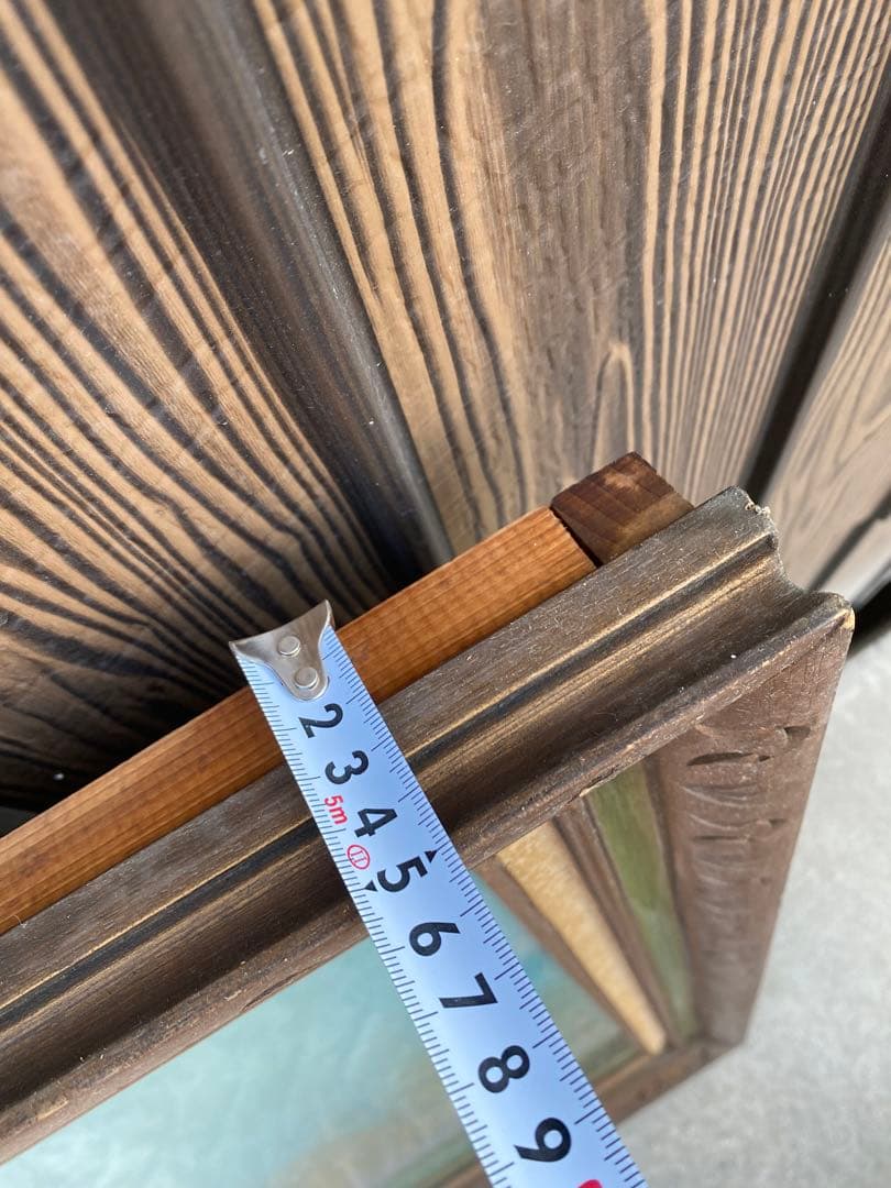 風景画　油彩　木製フレーム付　山水画　特大　大判　アンティーク　絵画