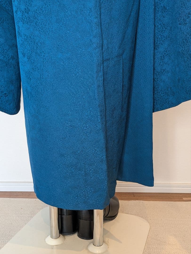 振袖フルセット 身丈152裄64 色無地振袖 青藍色 地紋 やまと誂え 成人式