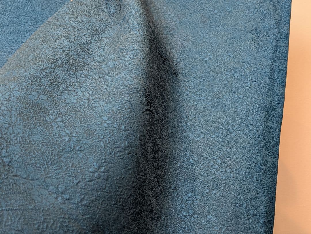 振袖フルセット 身丈152裄64 色無地振袖 青藍色 地紋 やまと誂え 成人式