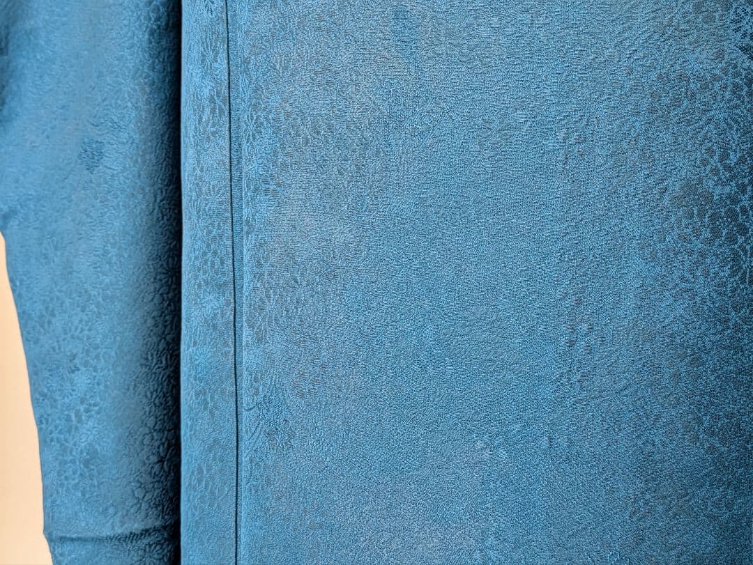 振袖フルセット 身丈152裄64 色無地振袖 青藍色 地紋 やまと誂え 成人式