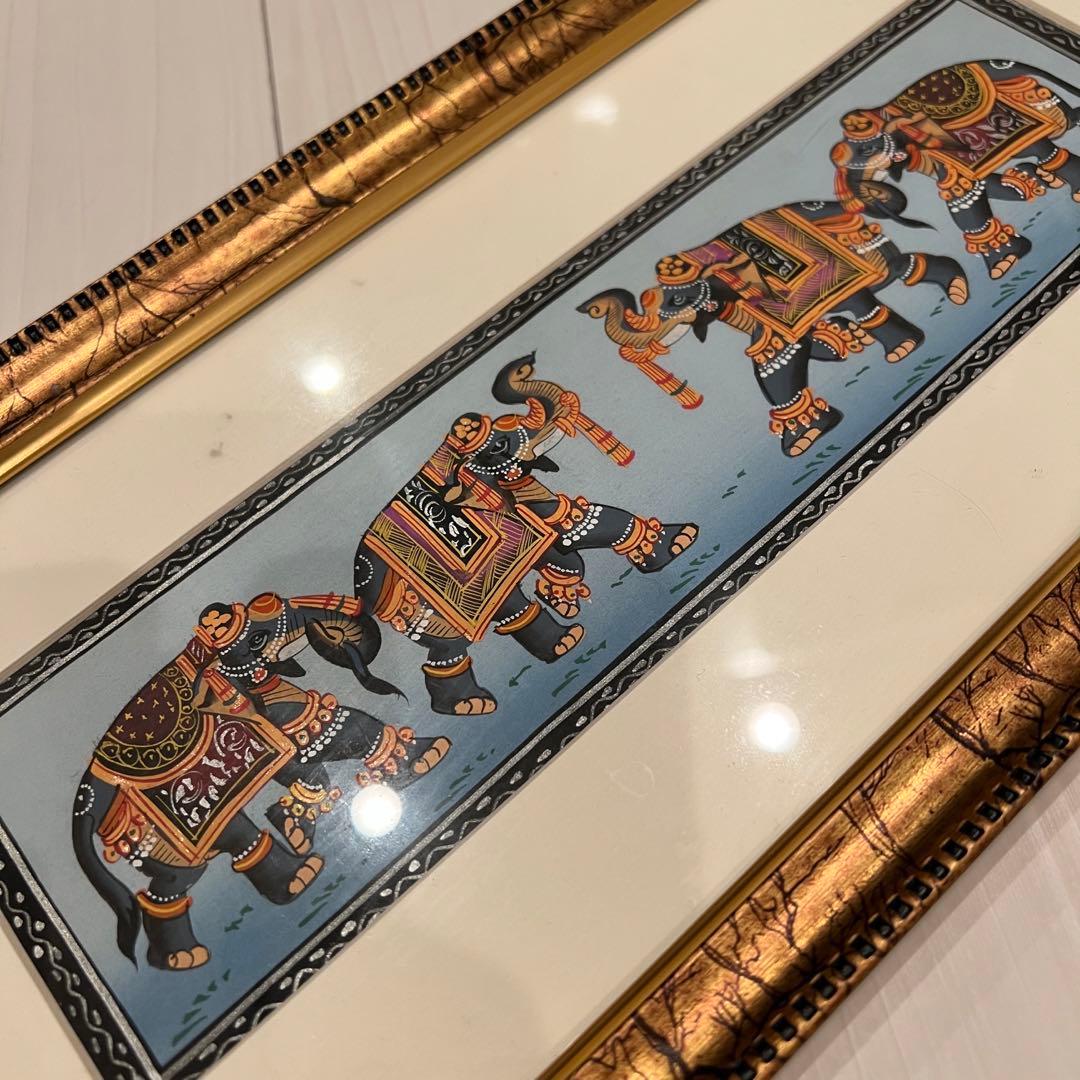 ②インド　シルク　ハンドペイント　象