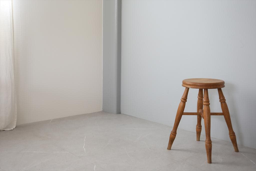 英国アンティーク木製スツール/丸イス椅子チェア/踏み台/腰掛け(81-190-1