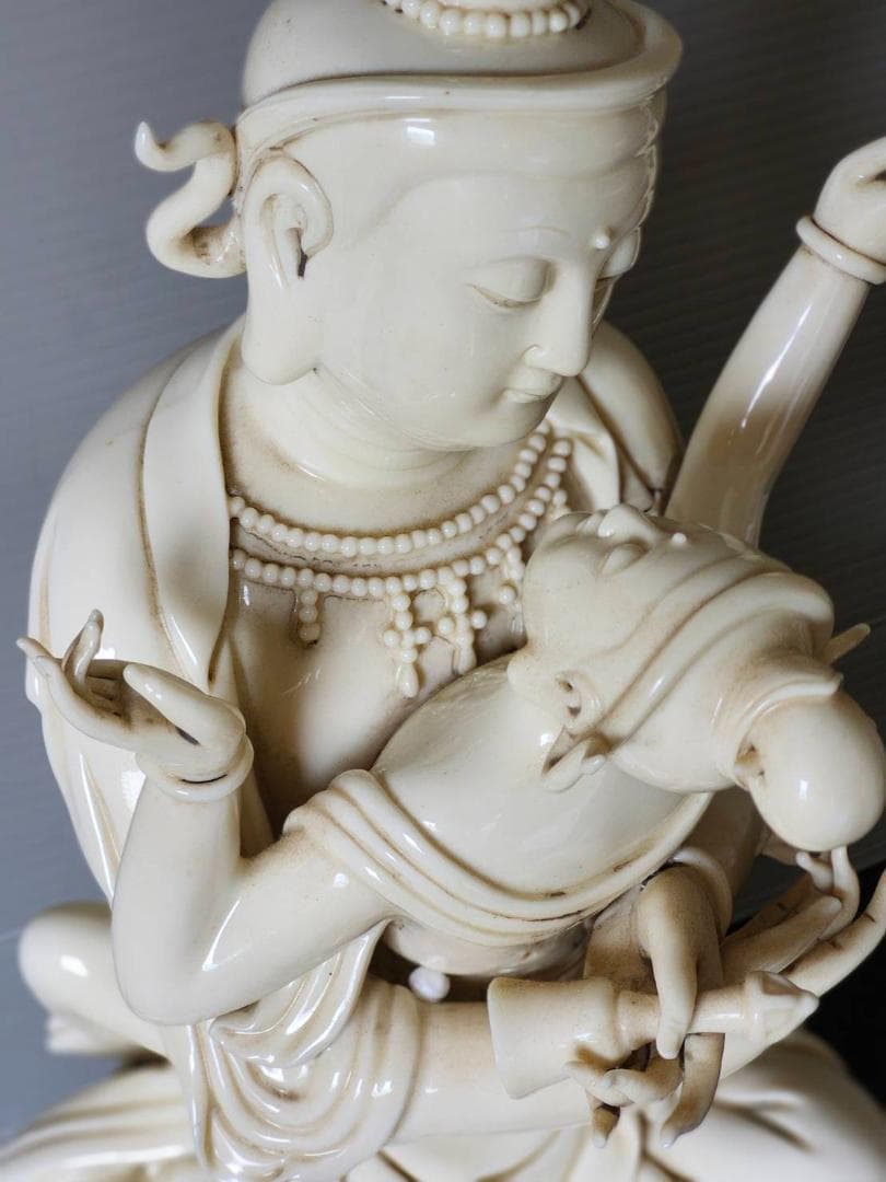 中国美術 白磁 南無仏 在銘 高37cm 鑑書箱(K-LC490)