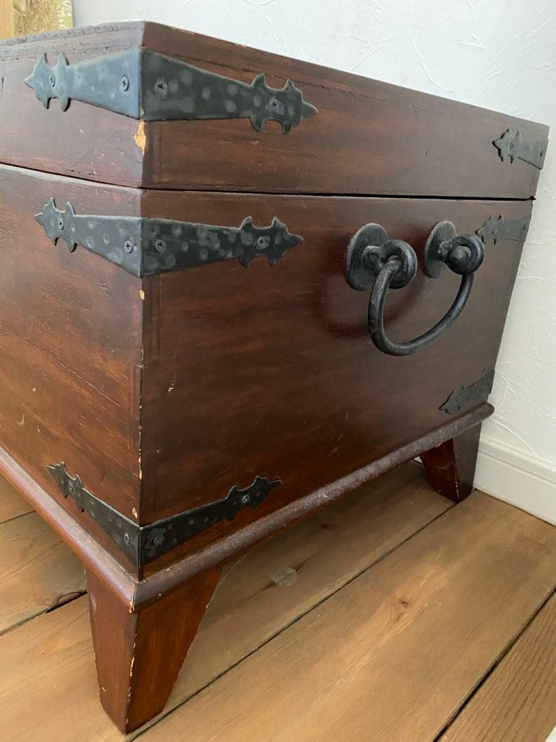 木製収納箱 ダークブラウン　30年前