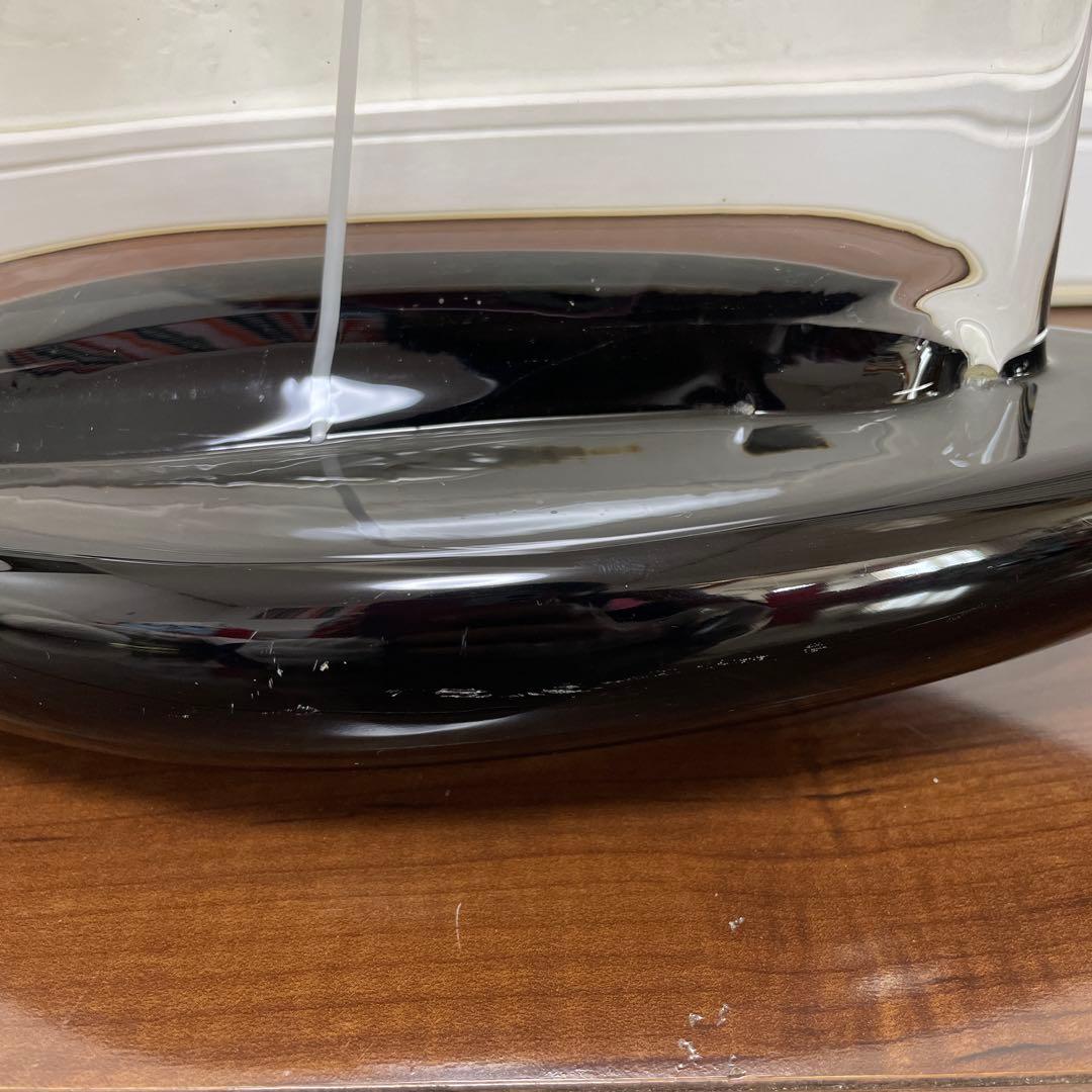 MURANOムラーノガラス イタリア製　大型　ヨット クリア　ブラック