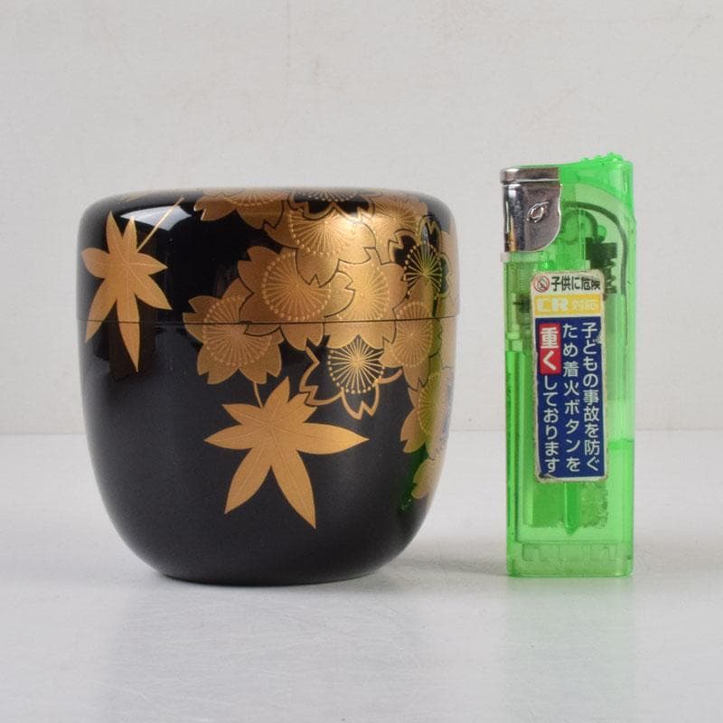 茶道具　黒塗　春秋蒔絵　棗　時代箱　V　8762