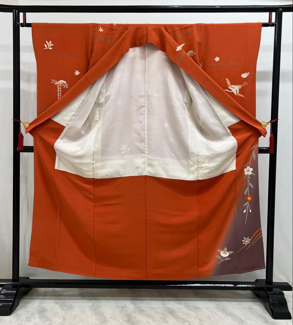振り袖　フルセット　別誂長襦袢付　小柄な方に♪ オレンジ　振袖　金彩加工　627