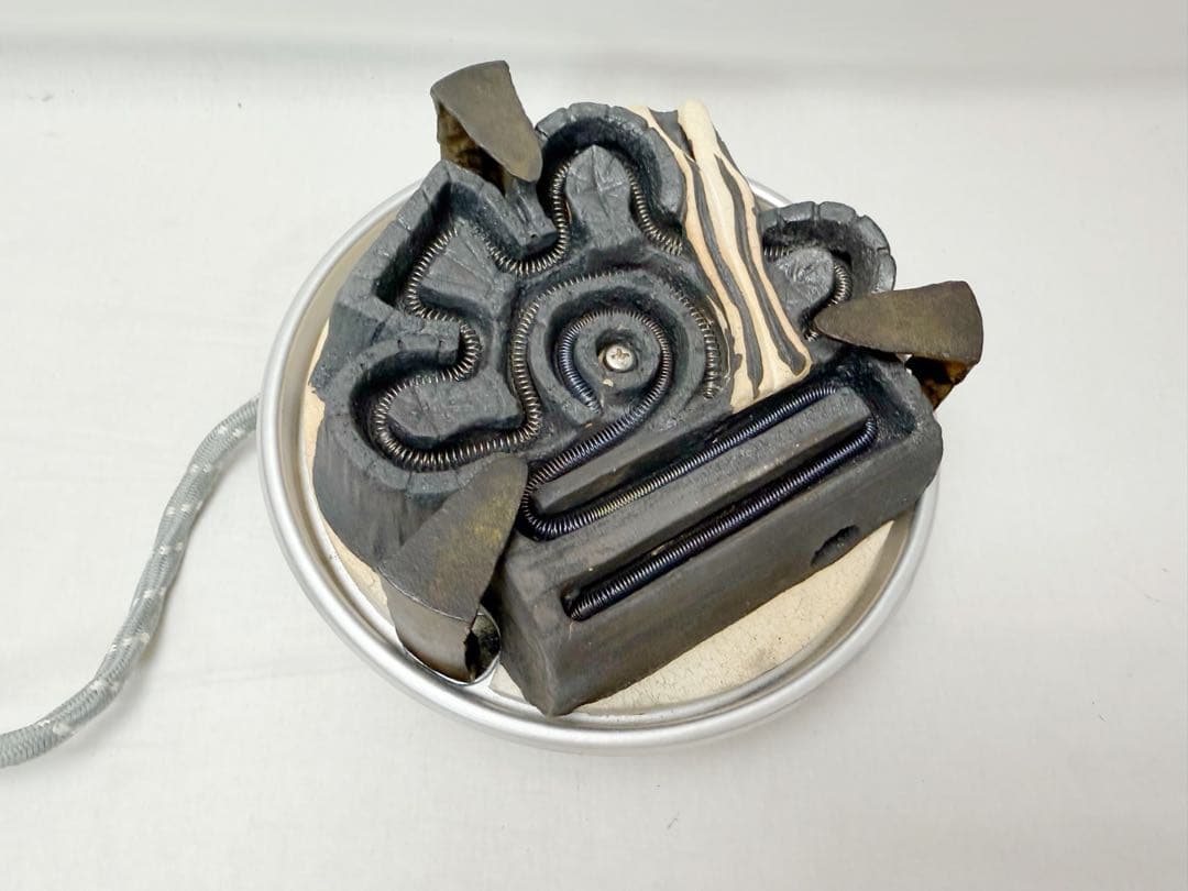 茶道具 焼杉 置炉 野々田電熱器 電気炭 敬典造 丸釜釜印 3点セット 元箱