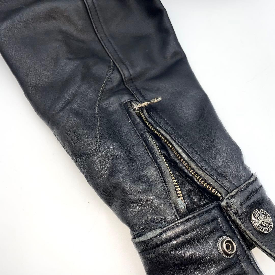 HARLEYDAVIDSON レザージャケット　シングルライダース　刺繍ロゴ M