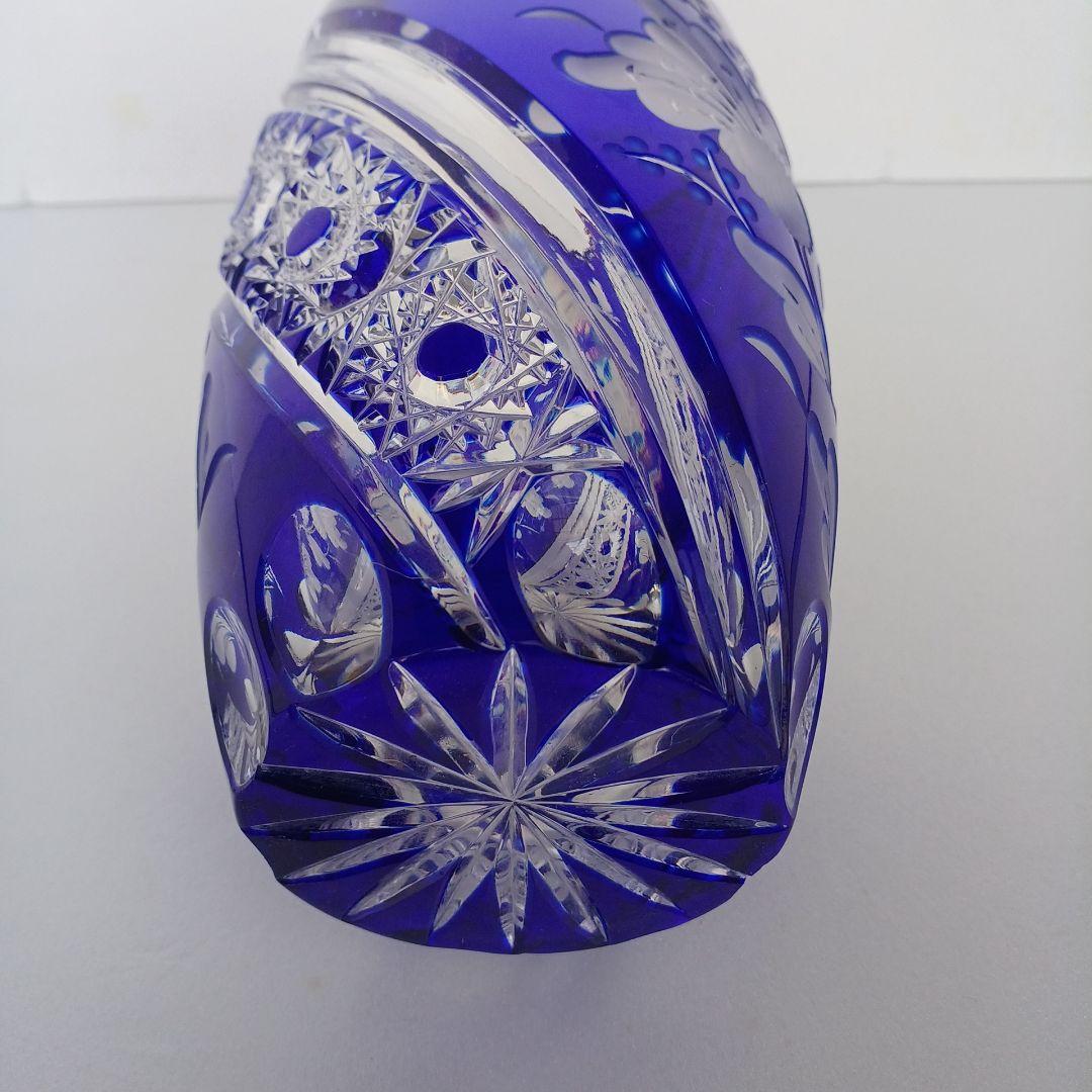 アルンシュタットクリスタル　切子花瓶　ドイツ製　コバルトブルー