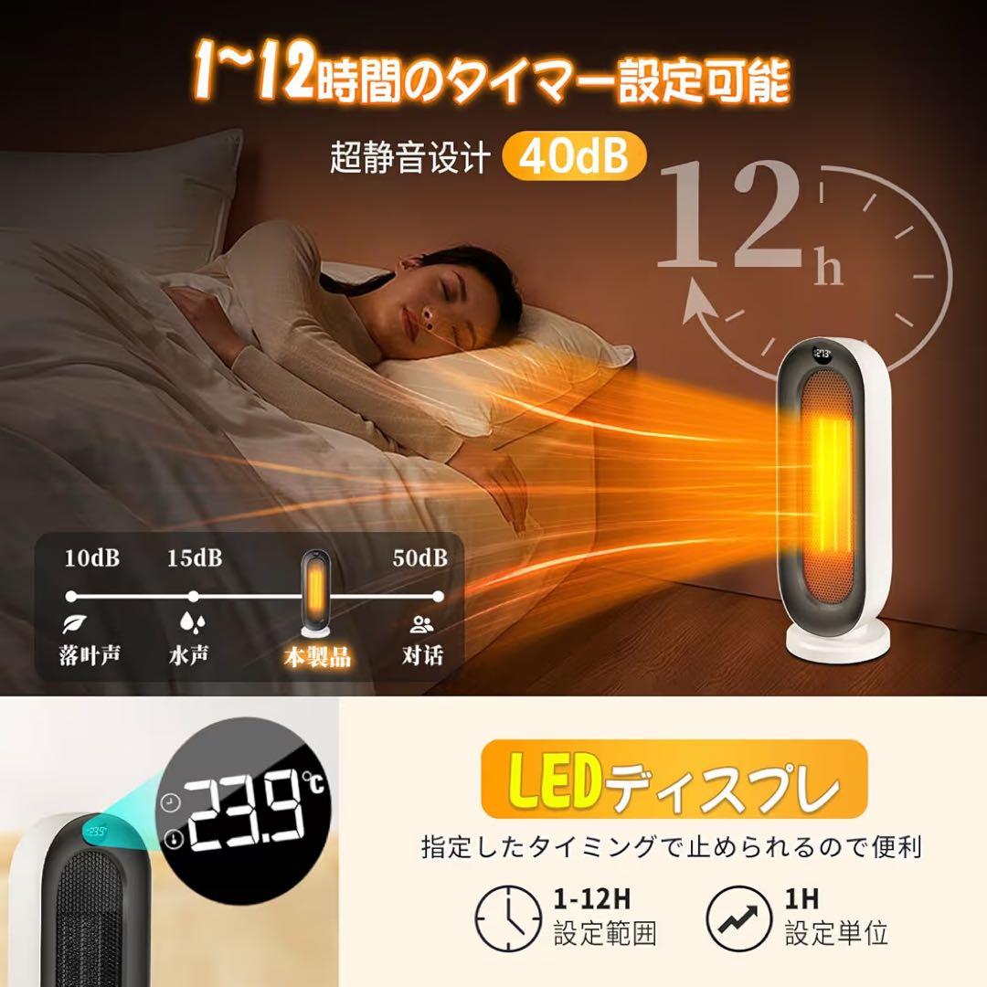セラミックヒーター 2秒速 暖暖房器具 節電対策 省エネ 1200W 大風量