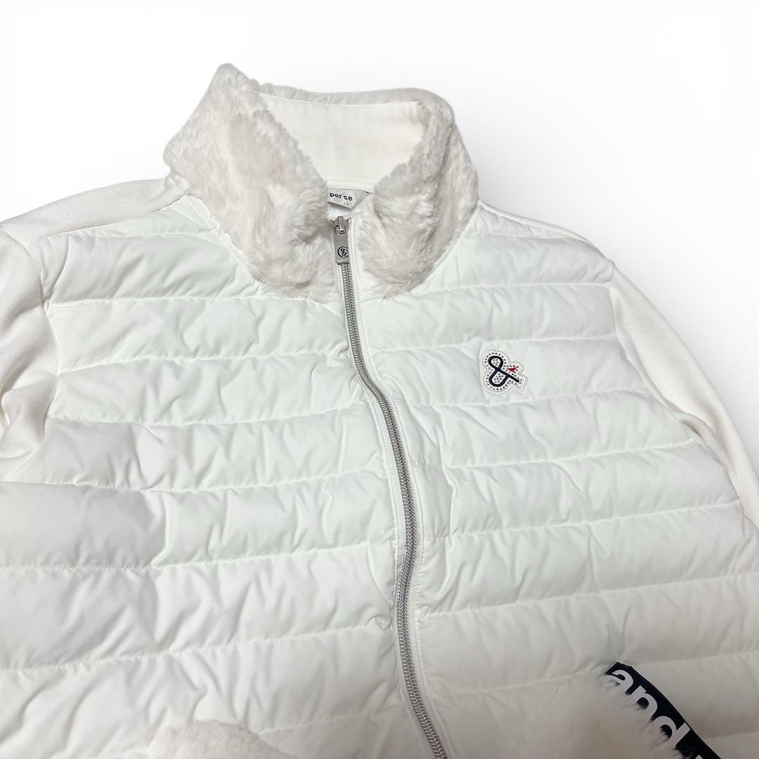 【美品】and per se 中綿切替ブルゾン L 白 防寒 ゴルフ 現行