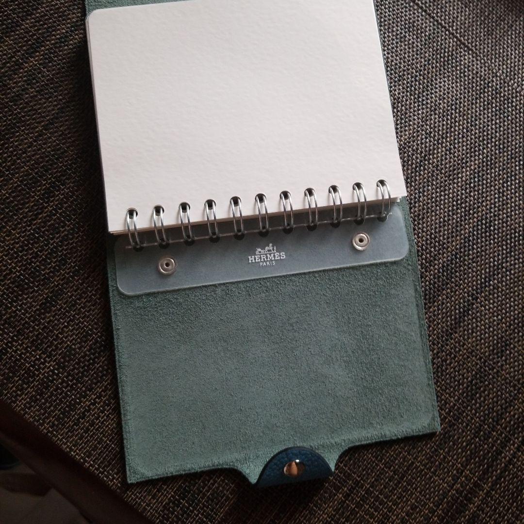 kiki様　HERMES 青 レザー リングノート　新品未使用　ブルージーン