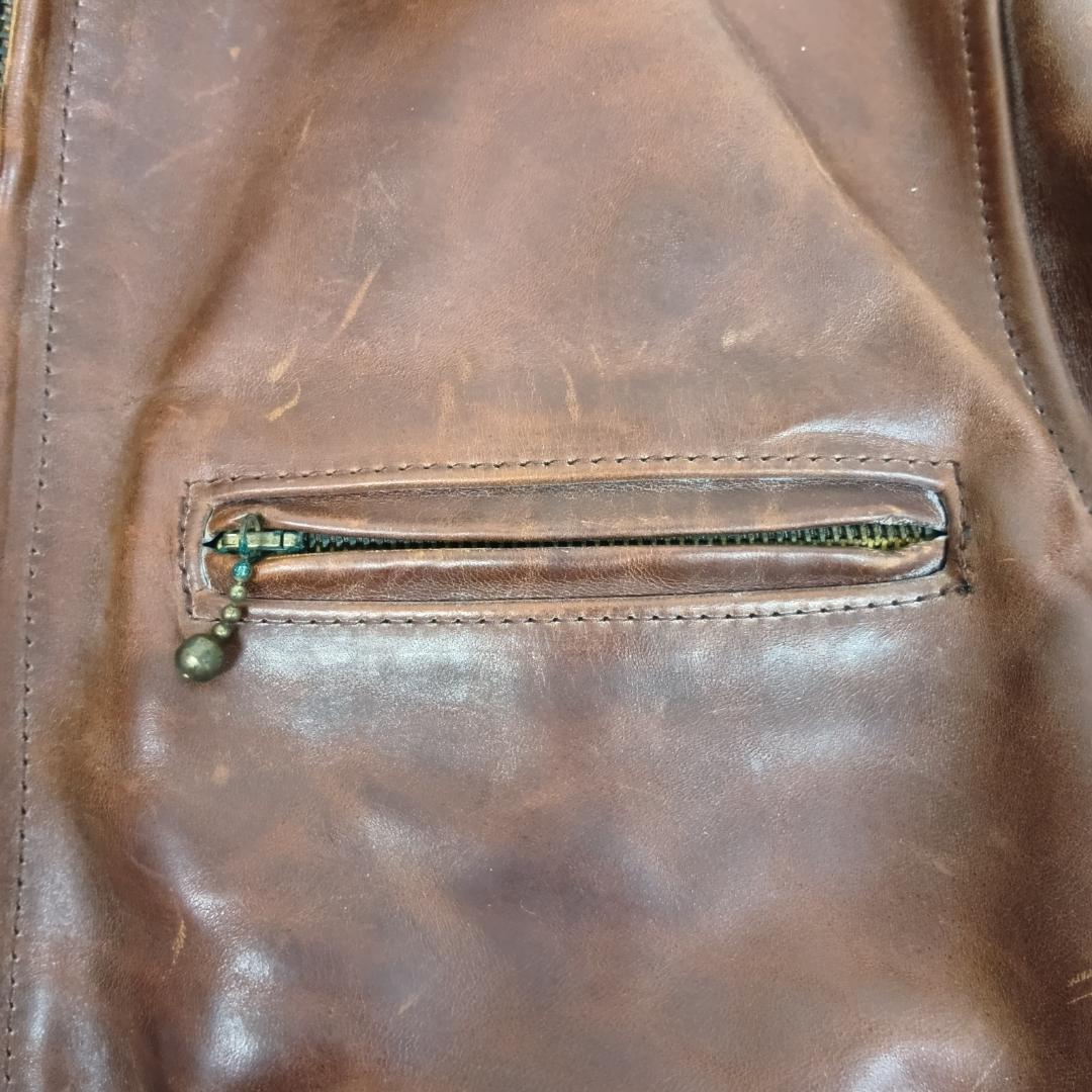 エアロレザー/レザージャケット/ハーフベルト/ブルゾン/ライダース/襟ボア/馬革