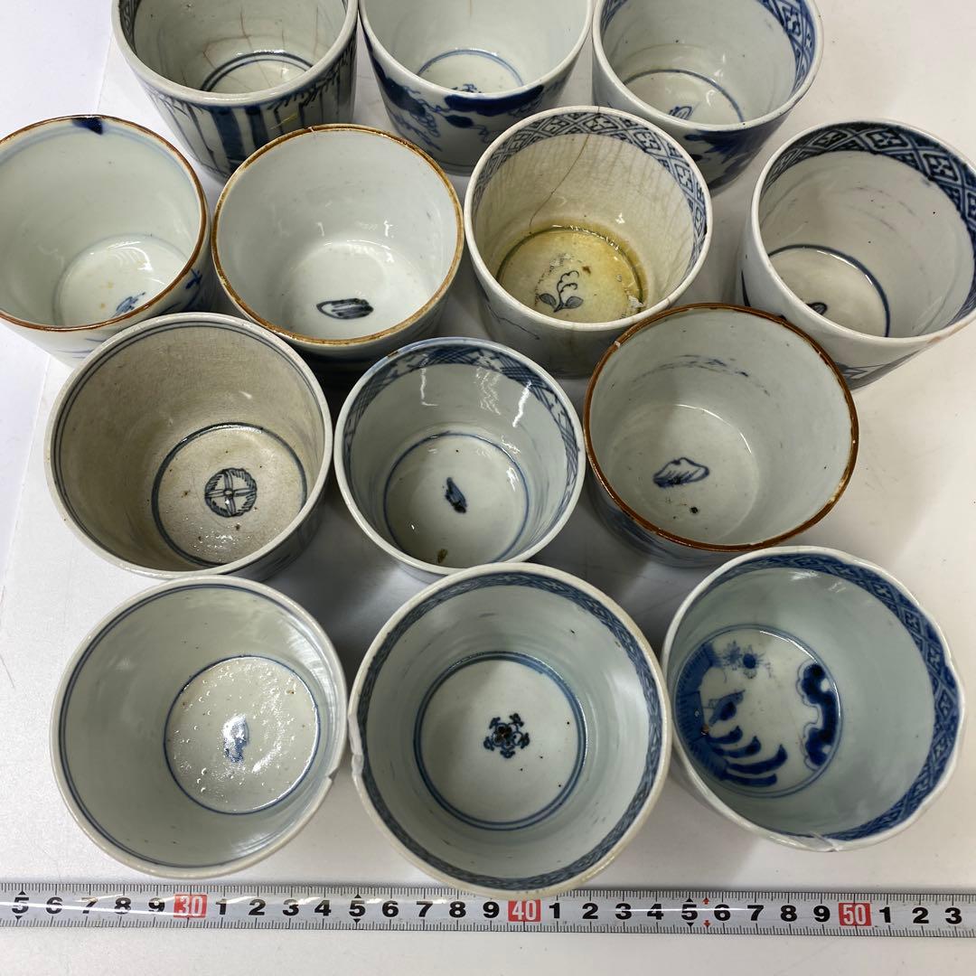 古伊万里　染付蕎麦猪口　13客　東さ7-0409②